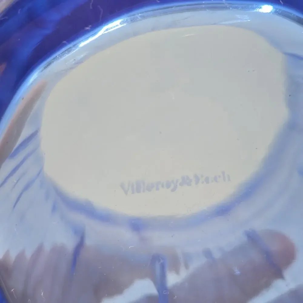 Vintage VILLEROY & BOCH Ribbed Blue Cobalt Large Glass Vase